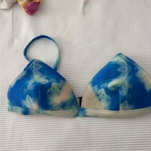 Blue and Cream Tie-Dye Bikini Top